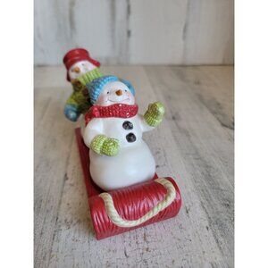 Hallmark AS IS flooding snowman‎ salt pepper shaker kitchen Xmas set